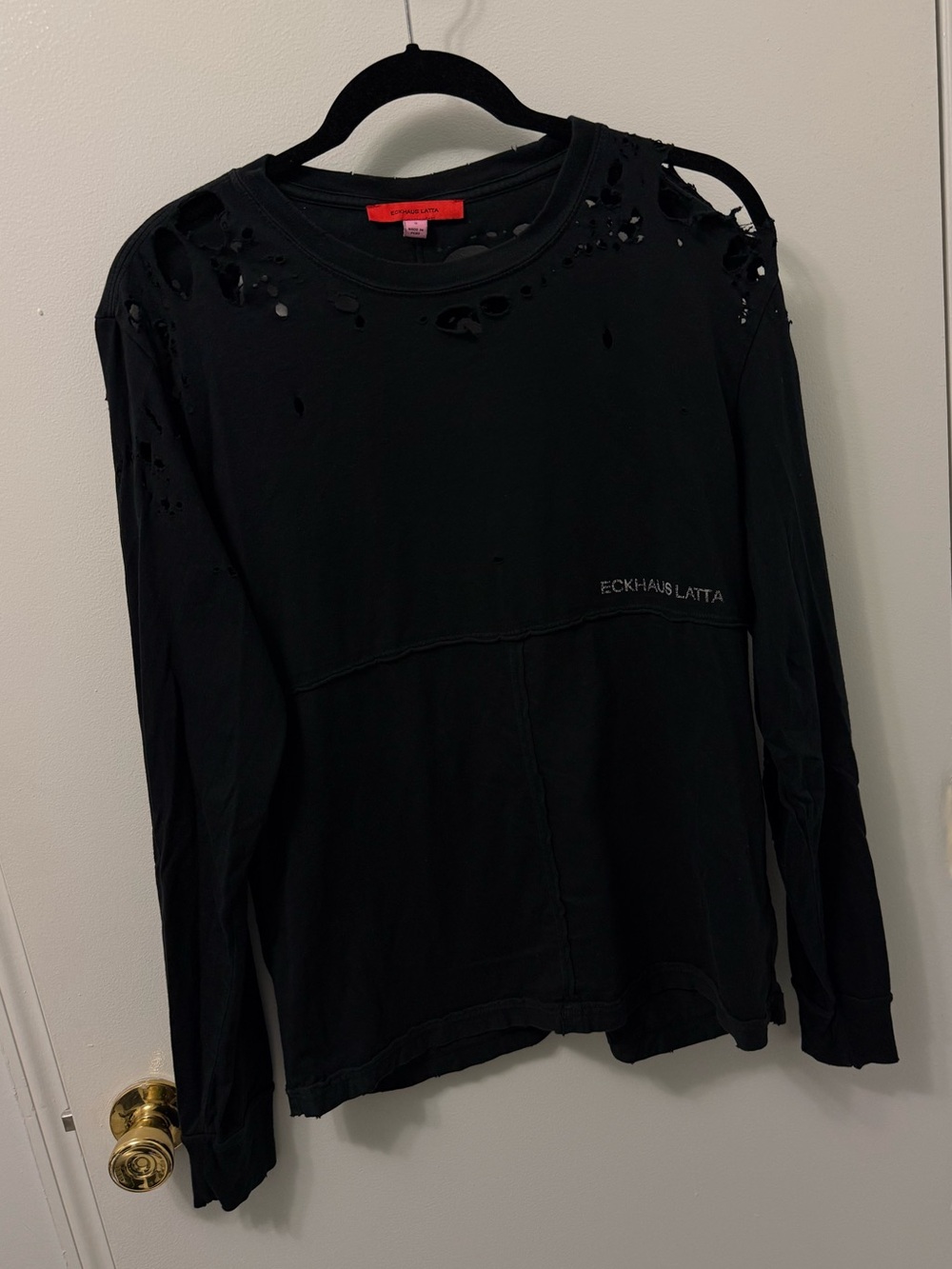 Eckhaus Latta Destroyed Black Lapped Long Sleeve